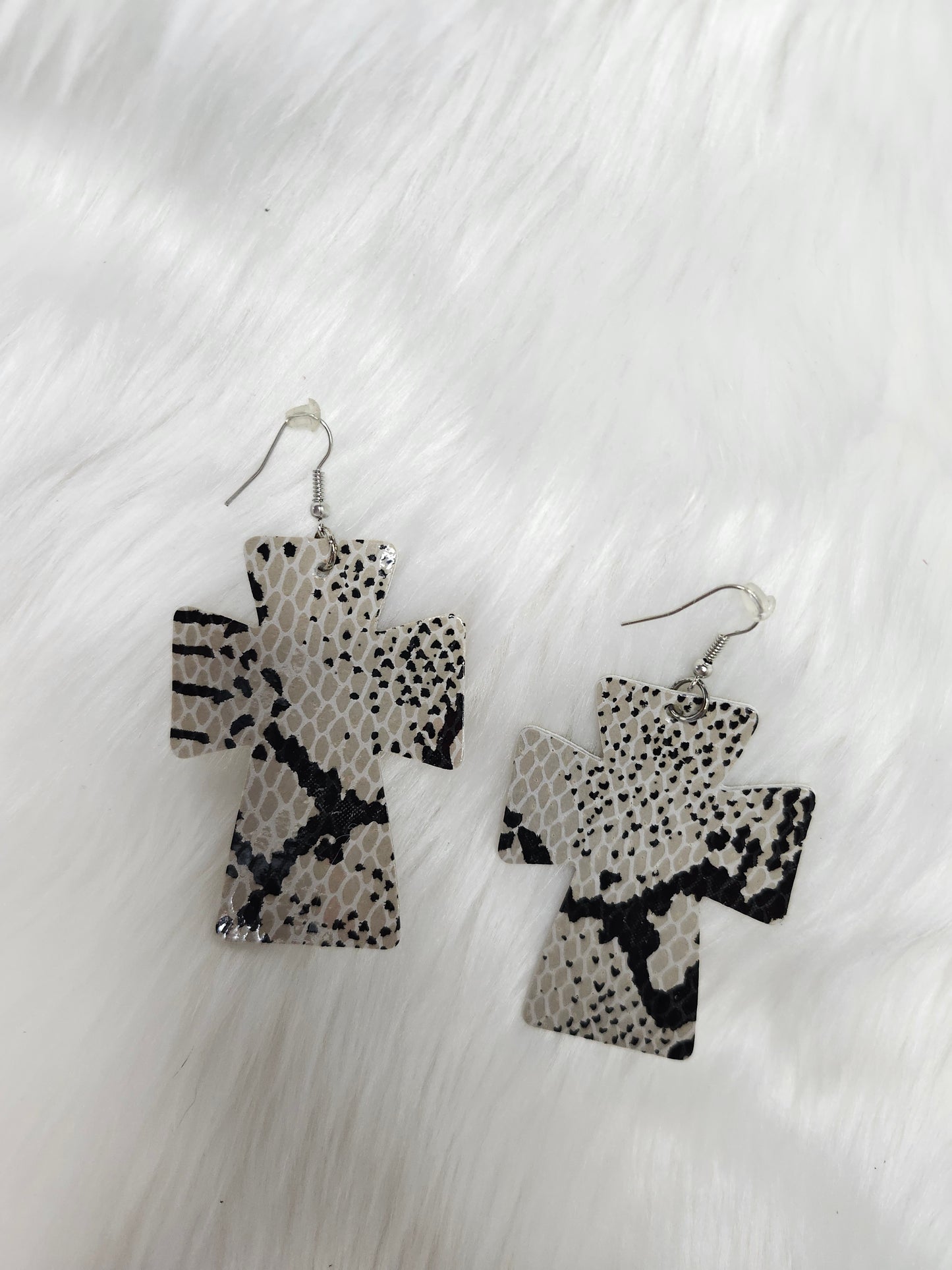 Dark gray cross earrings