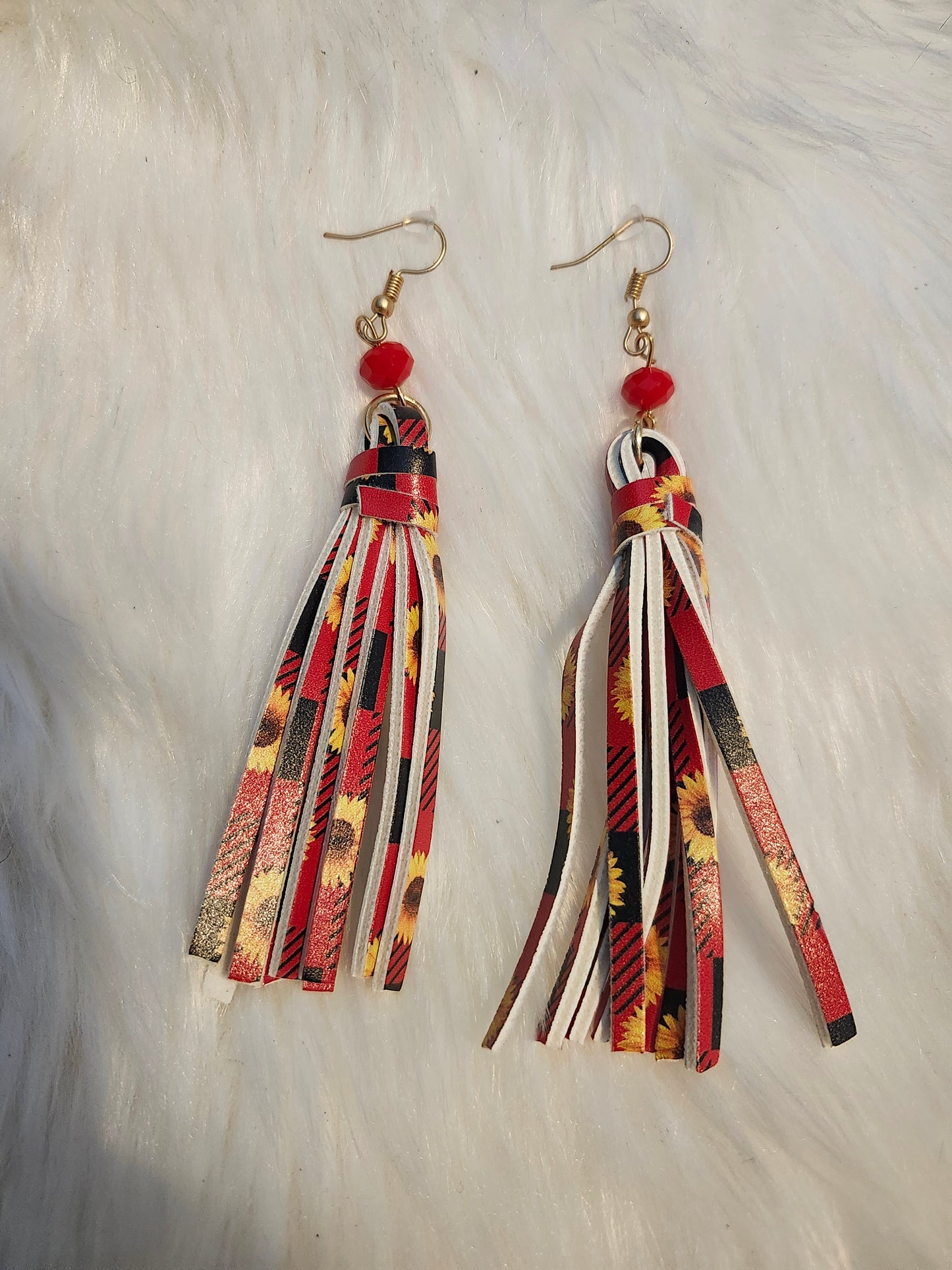 Re plaid sunflower earrings