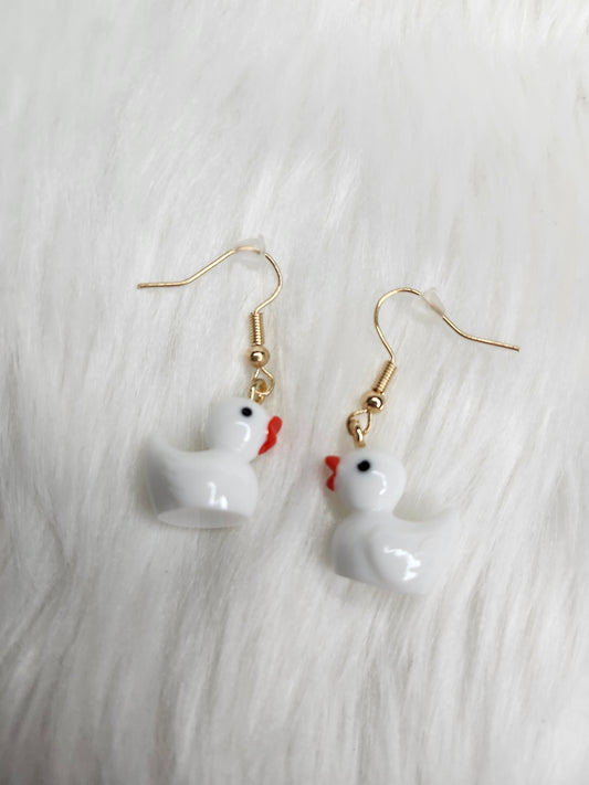 White duck earrings