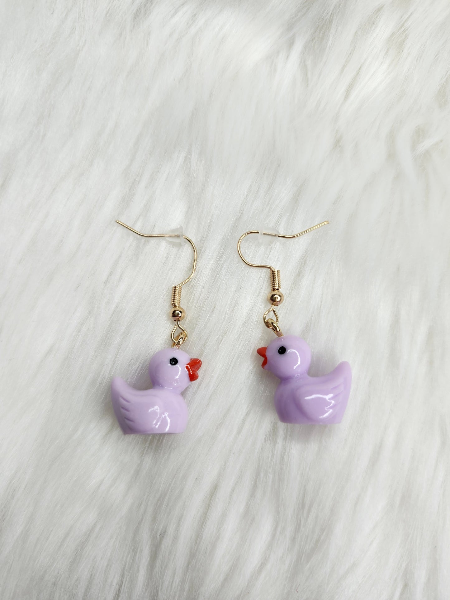 Purple duck earrings