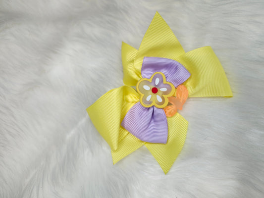 Yellownand purple flower Piggy bow