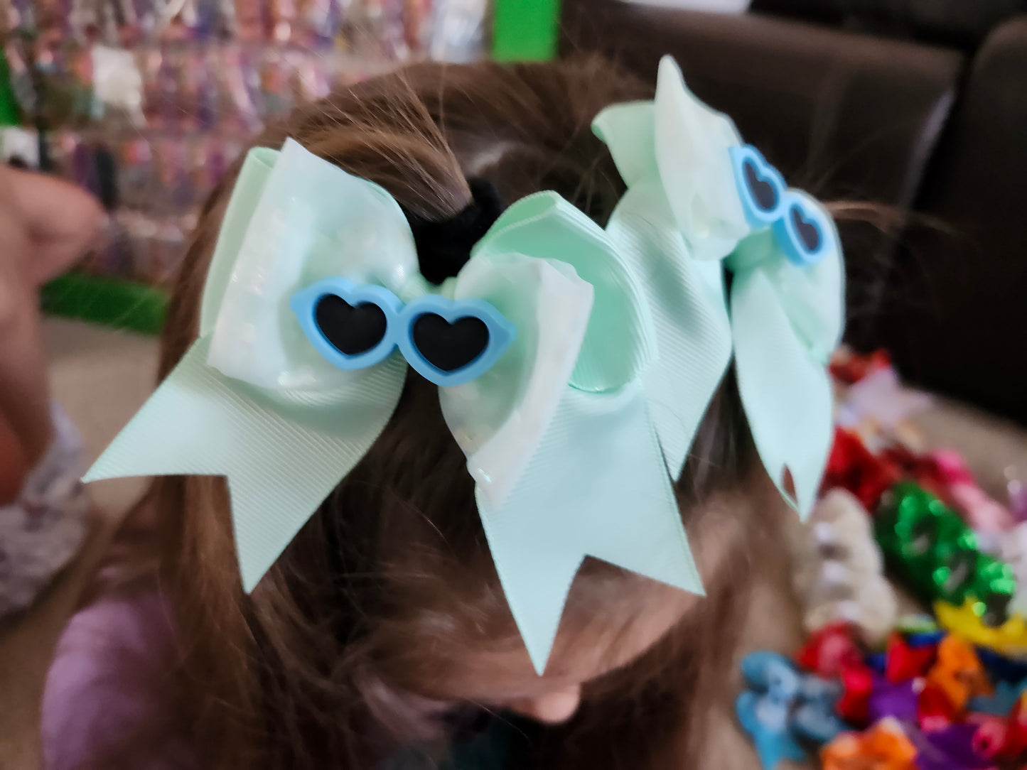 Mint green sunglasses Piggy bows