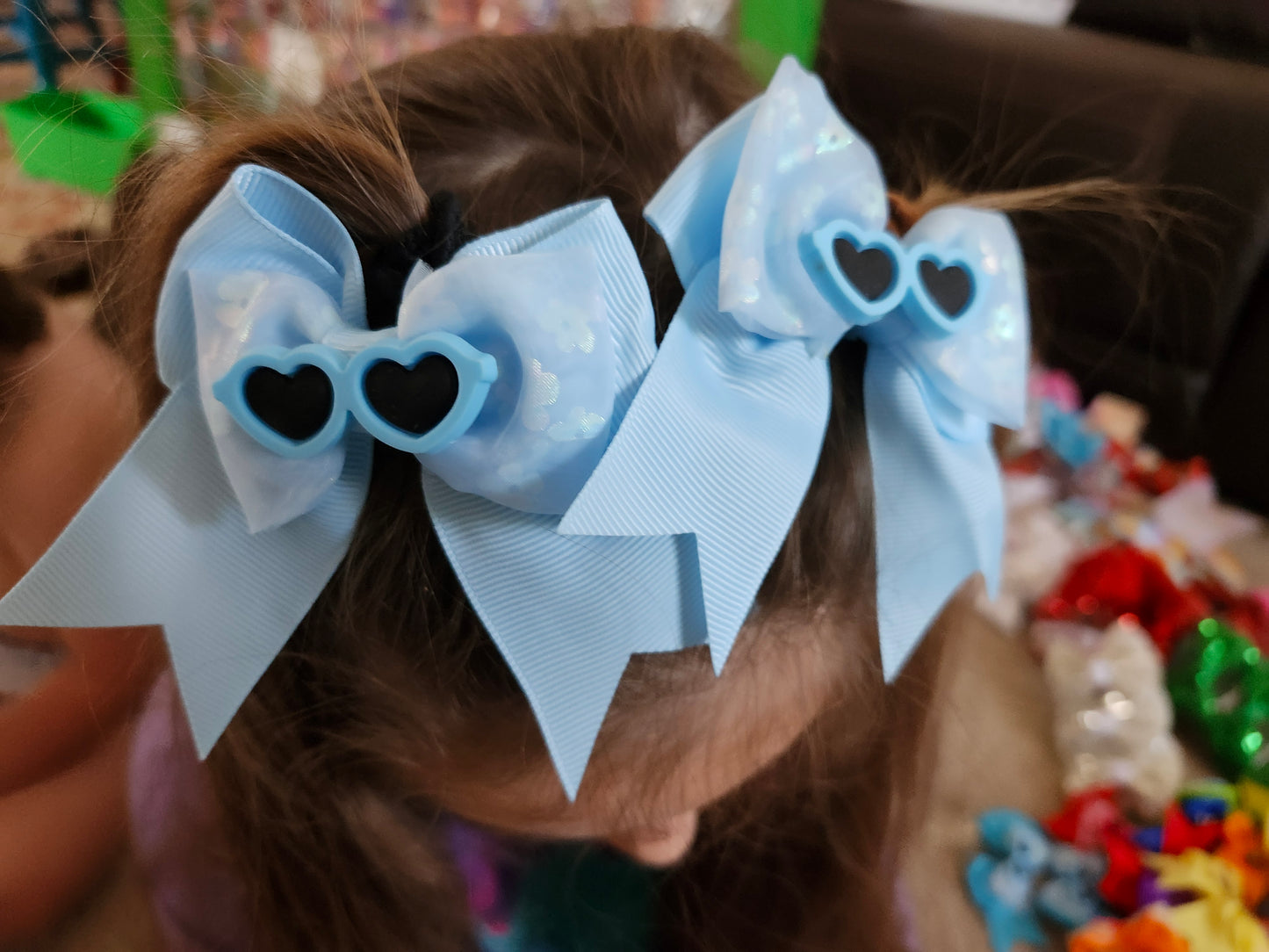 Baby blue sunglasses Piggy bows