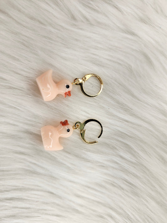 Peach duck earrings