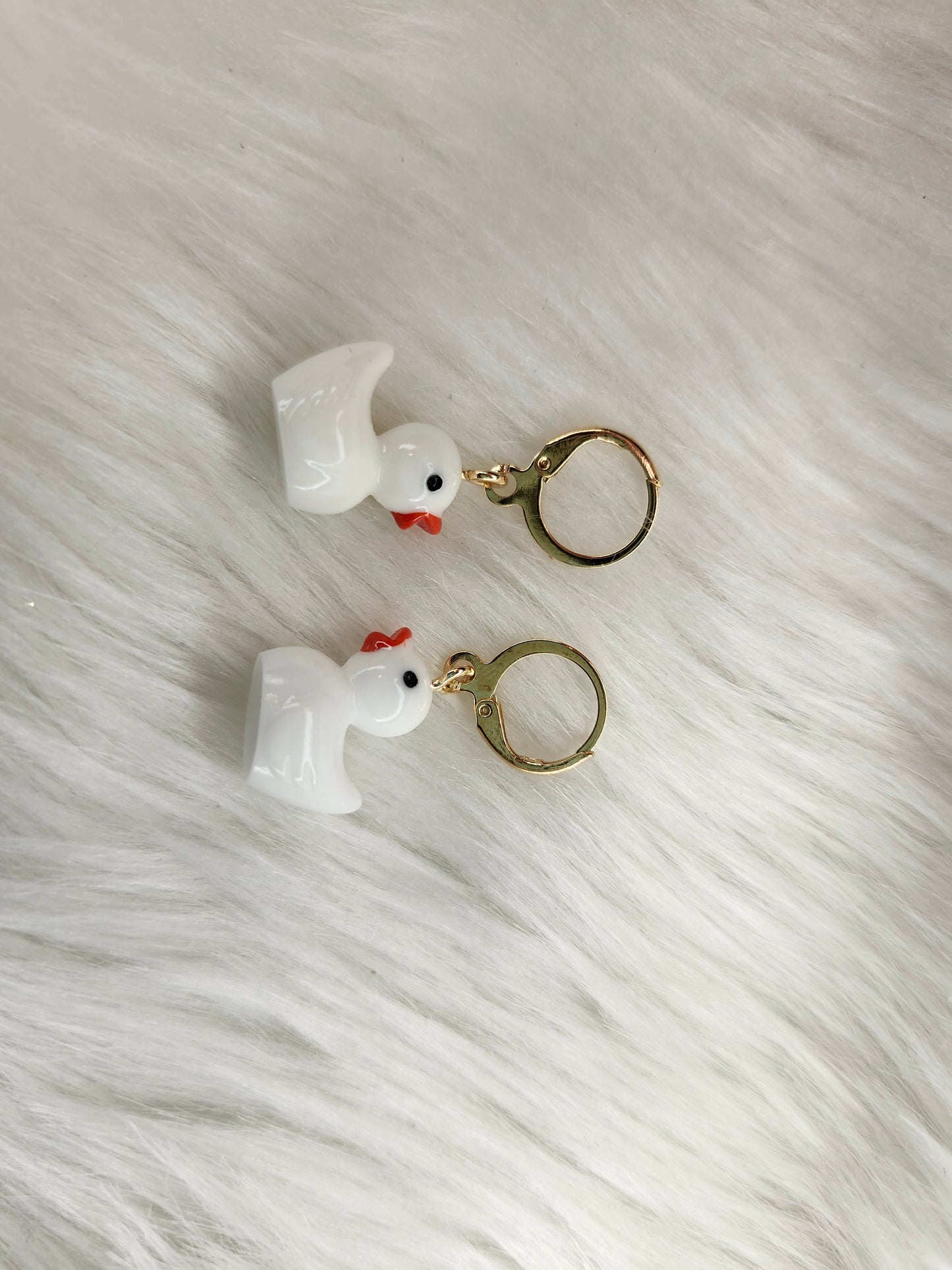 White duck earrings