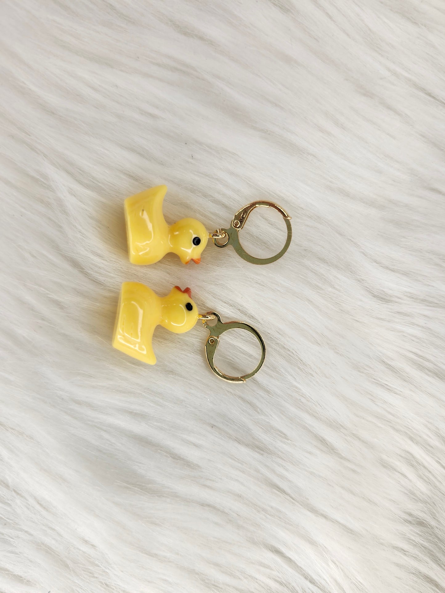 Solid yellow duck earrings