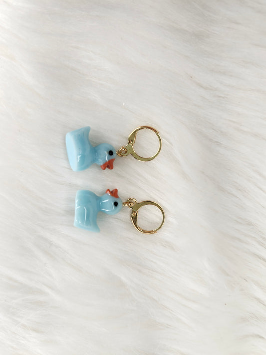 Sky blue duck earrings