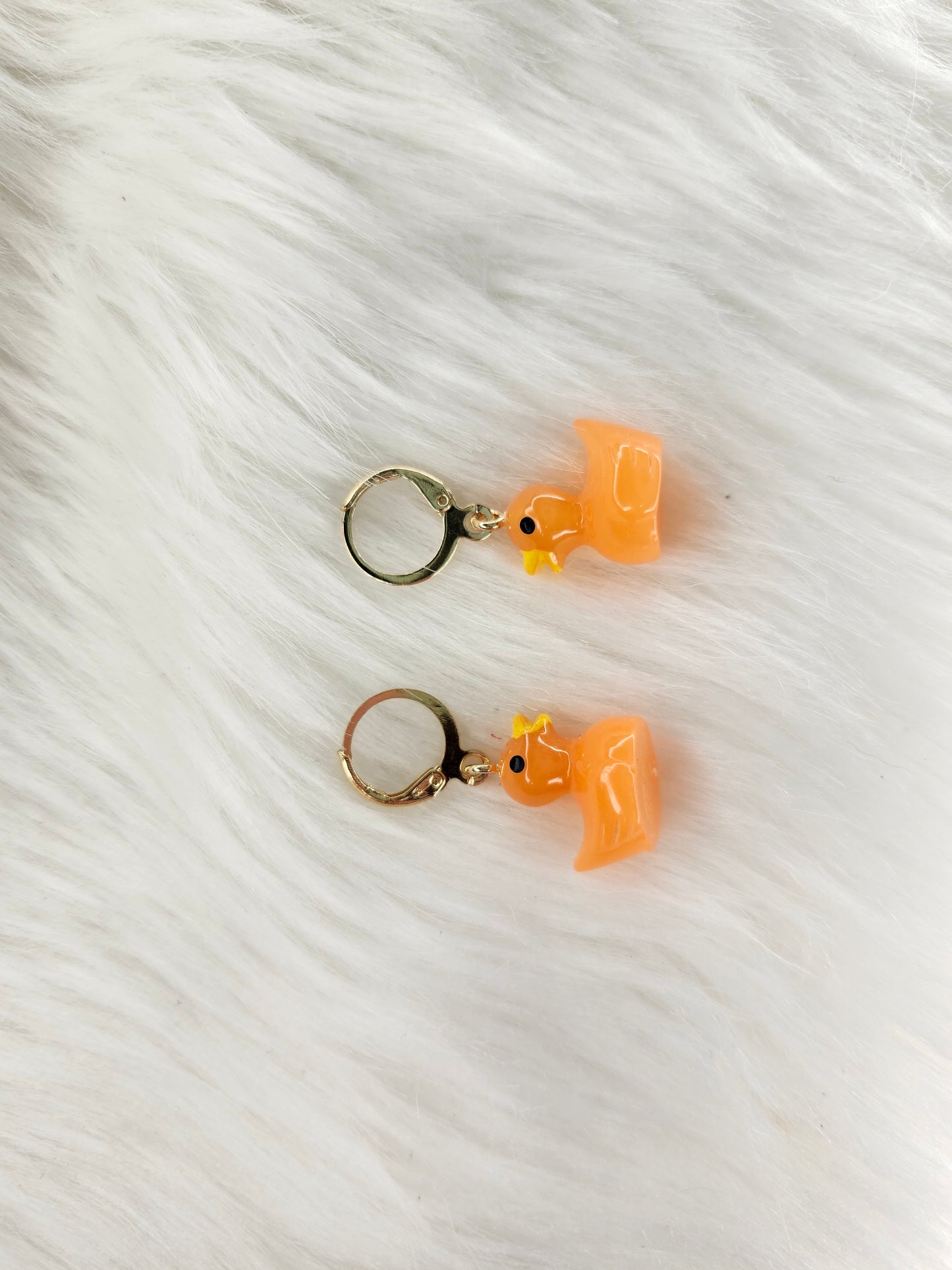 Orange duck earrings