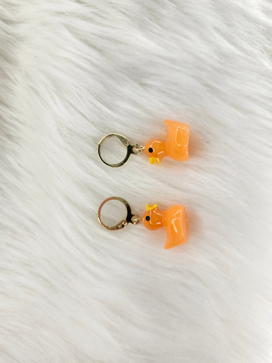 Orange duck earrings