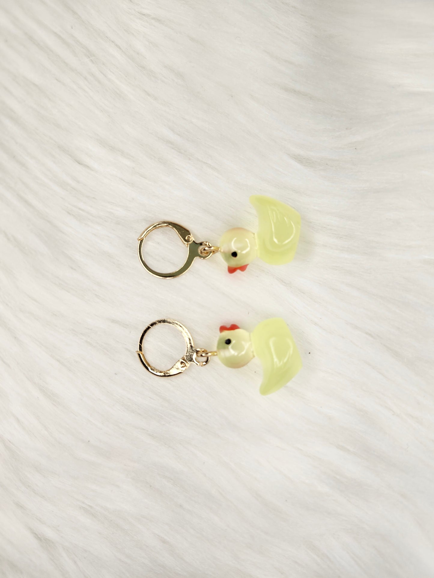 Neon yellow duck earrings