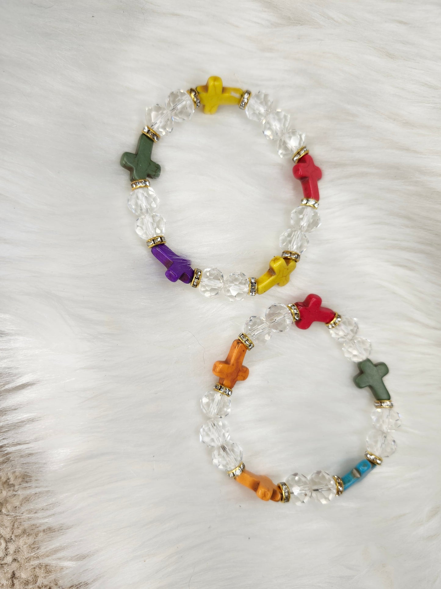 Multi color cross bracelet