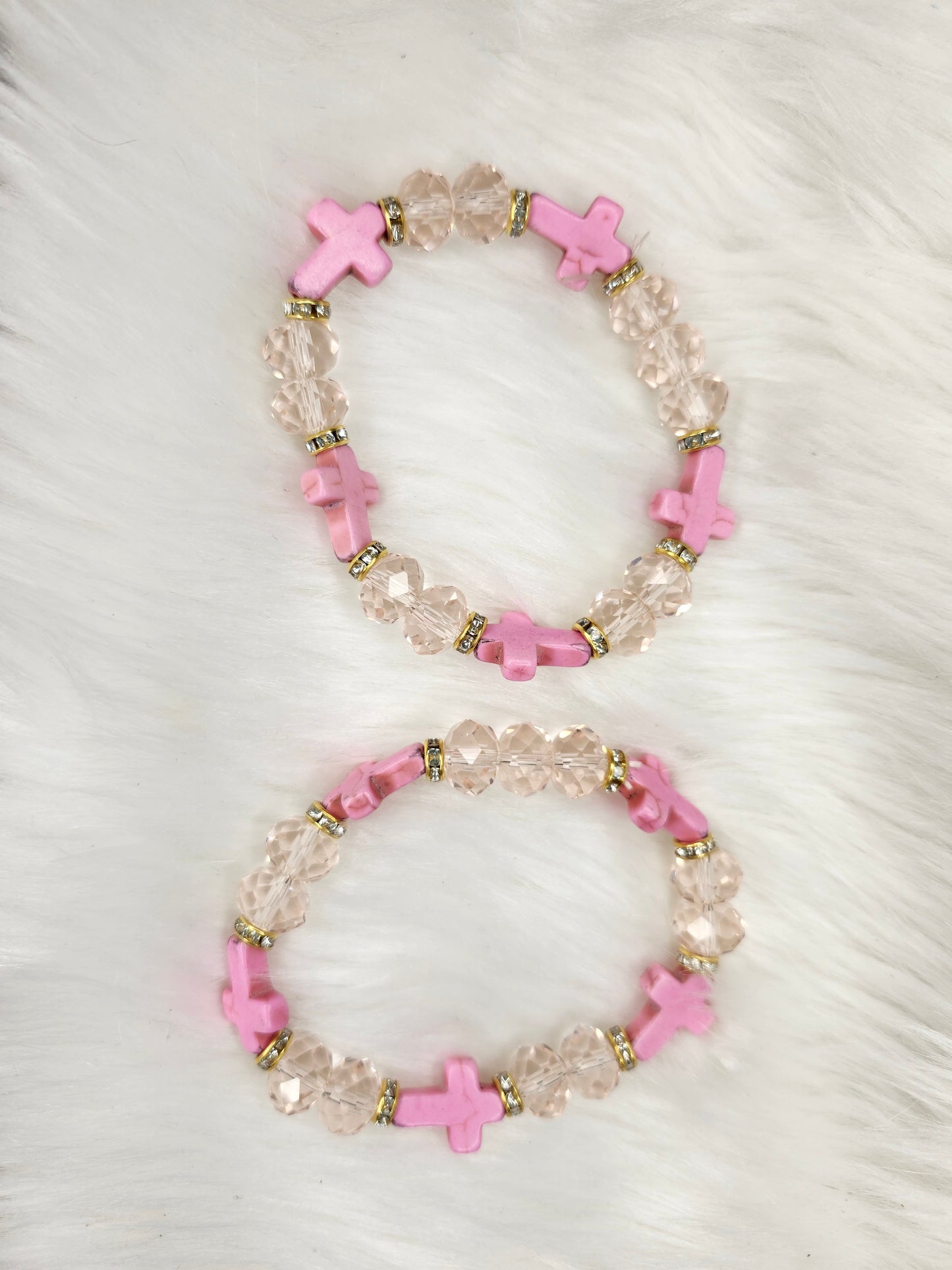 Pink cross bracelet