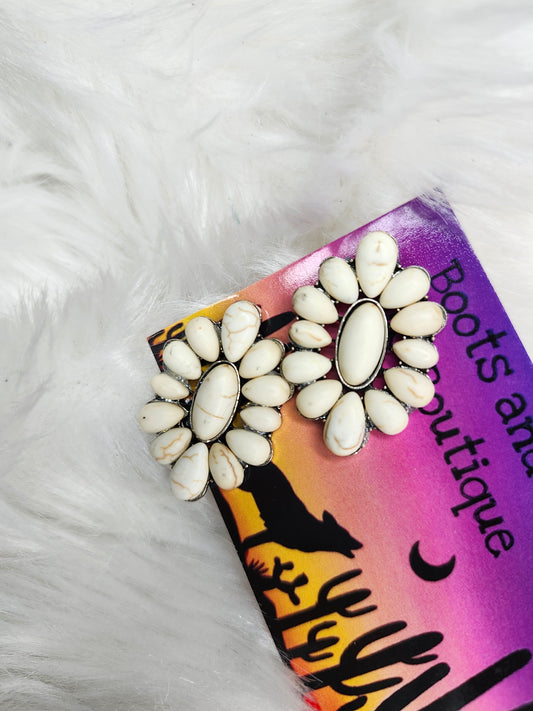 White stone earrings