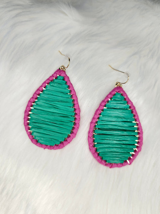 Straw watermelon earrings