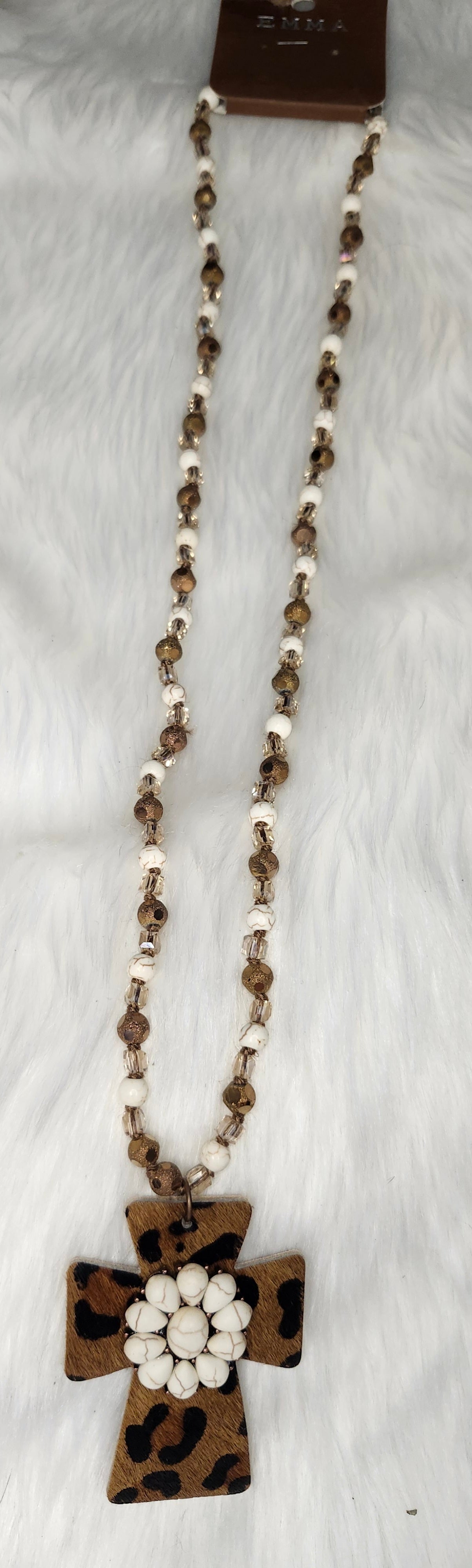 White stone cheetah necklace