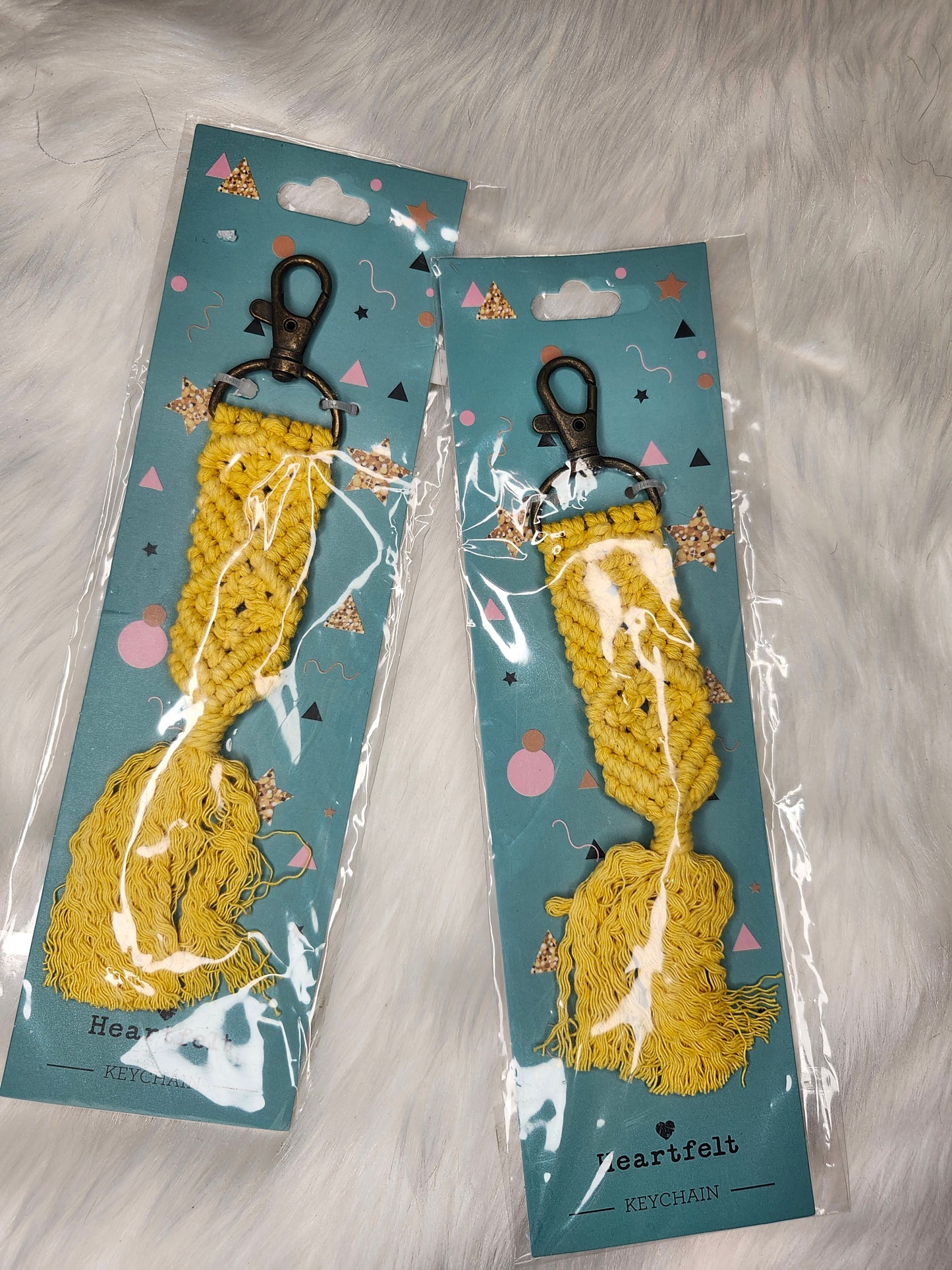 Yellow braided keychain