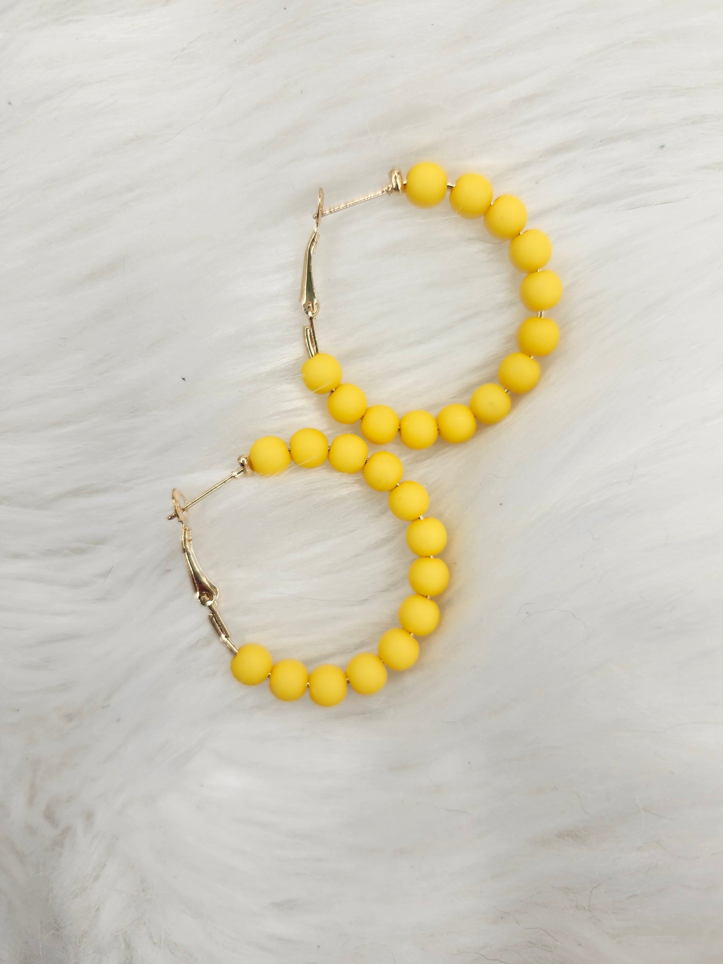 Yellow bead hoop earrings