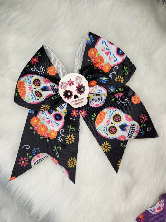 Black sugar skull bow