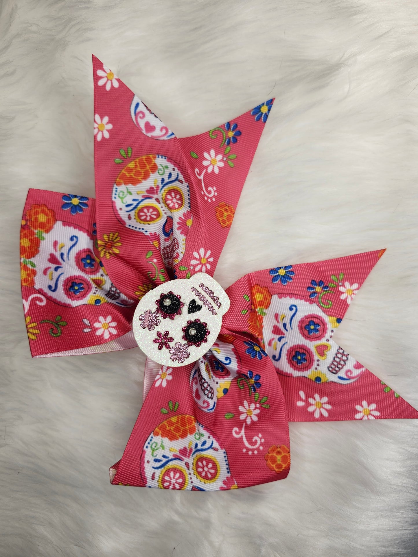 Pink sugar skull bow