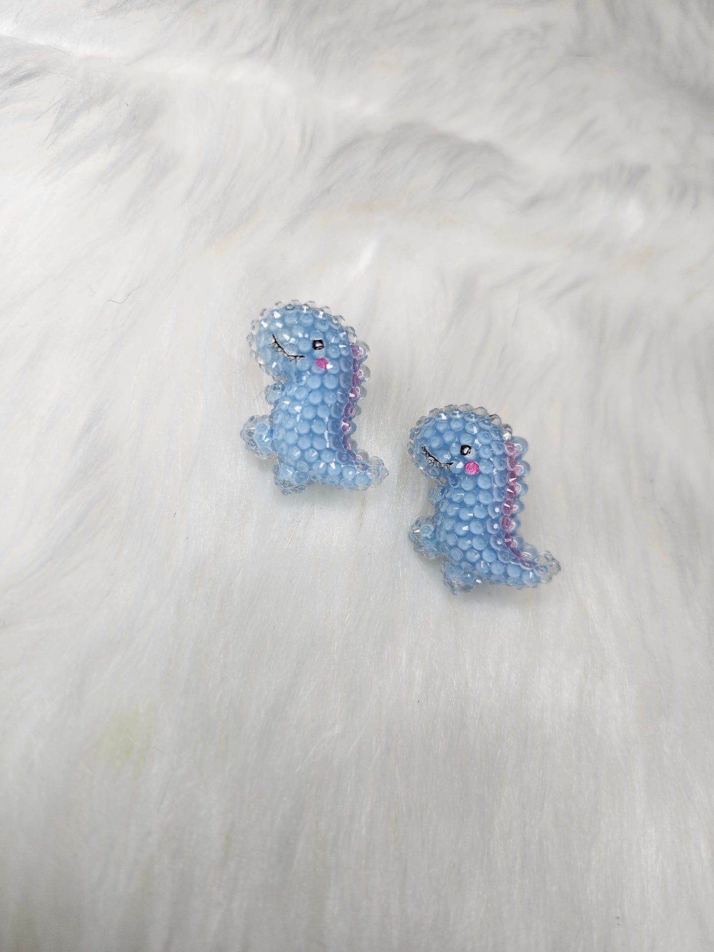 Blue dinosaur earrings