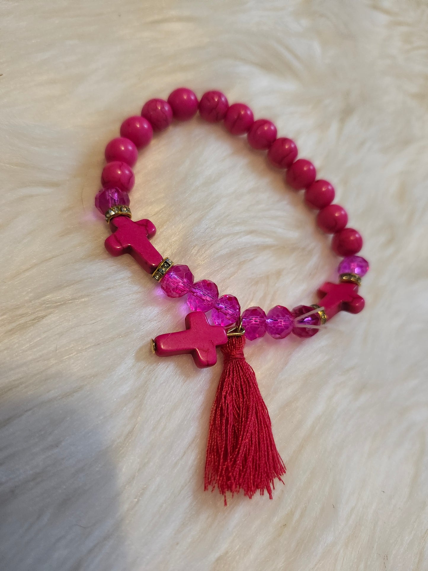 Hot pink bracelet cross