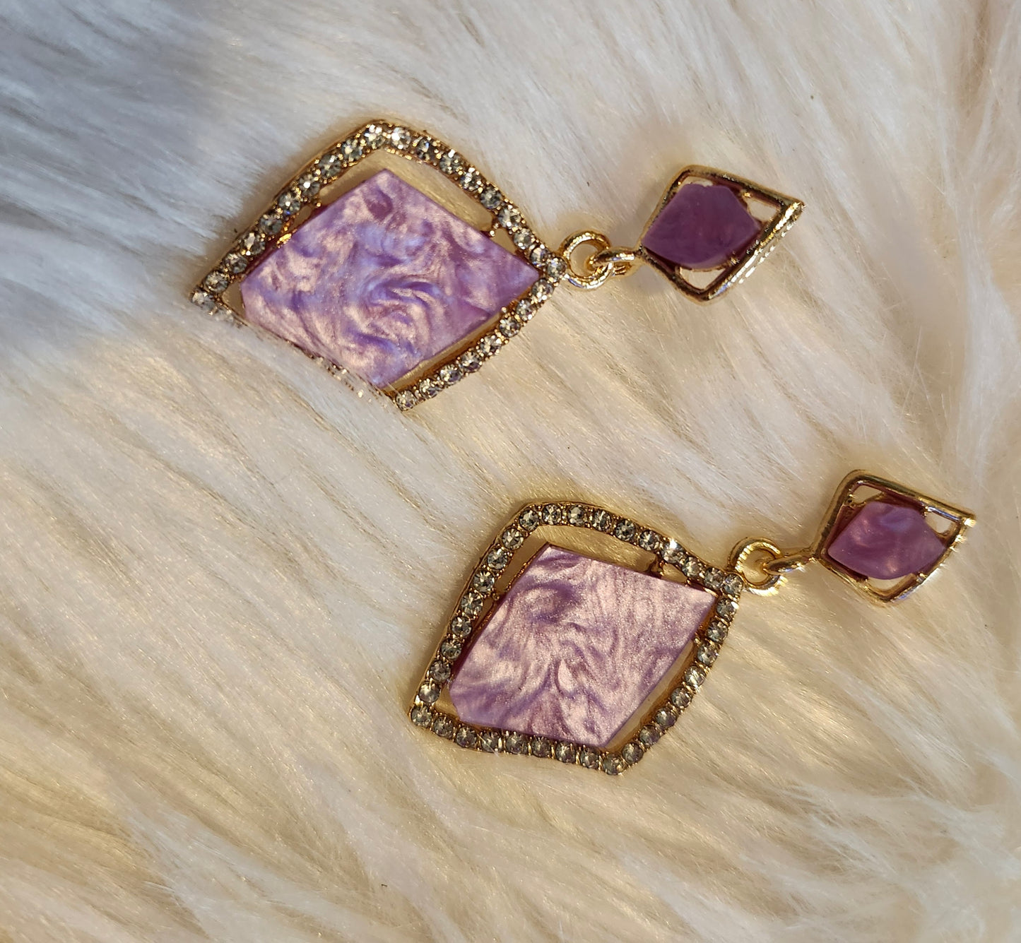 Purple diamond earrings