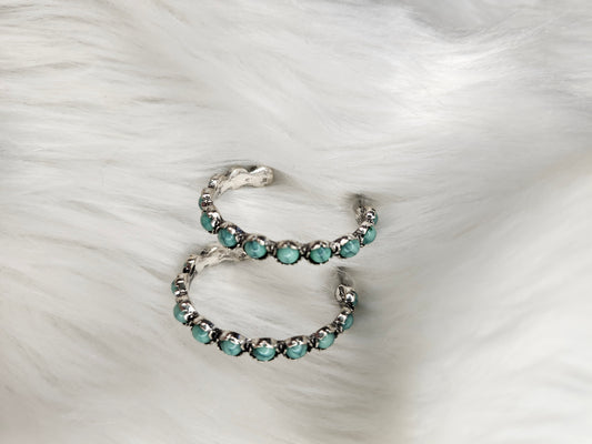 Turquoise half hoop earrings