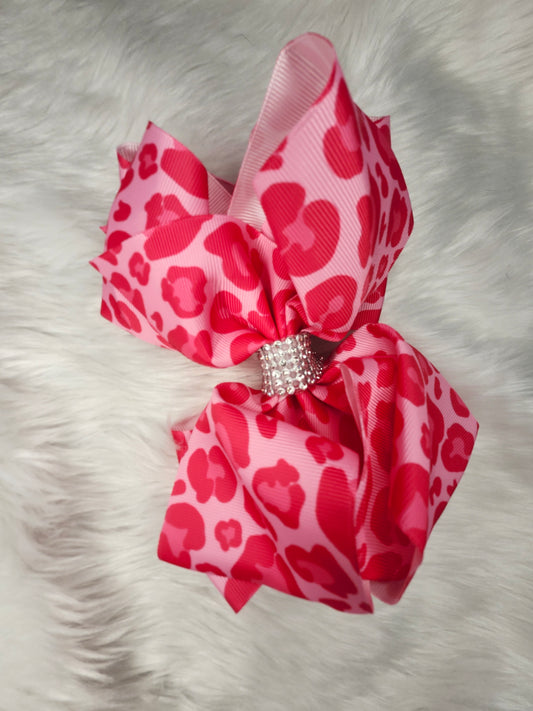 Pink cheetah bow