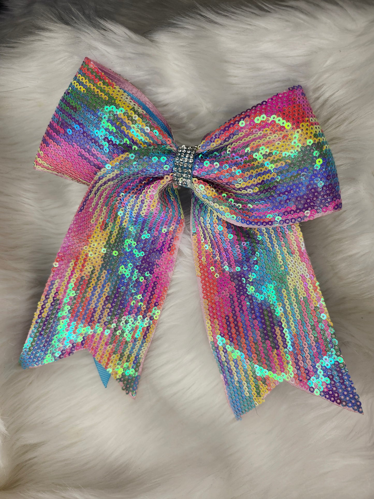 Sequin rainbow bow