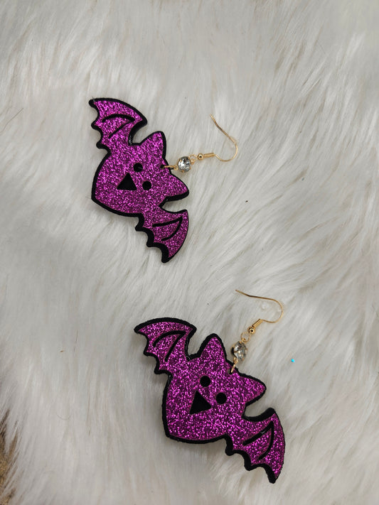 Purple bat earrings