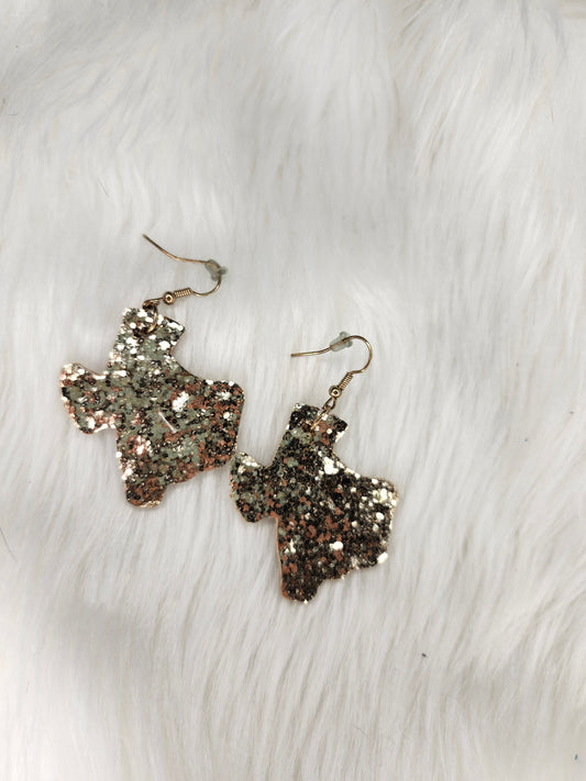 Glitter gold texas earrings