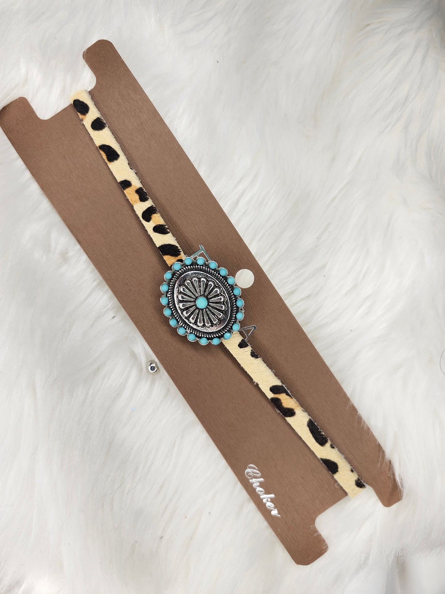 Turquoise cheetah choker