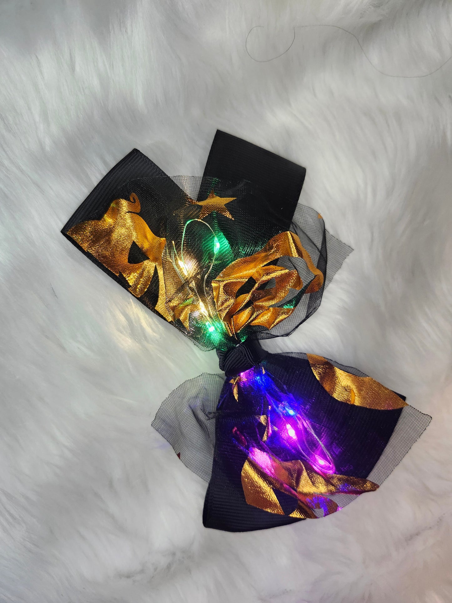 Black pumpkin light halloween bow