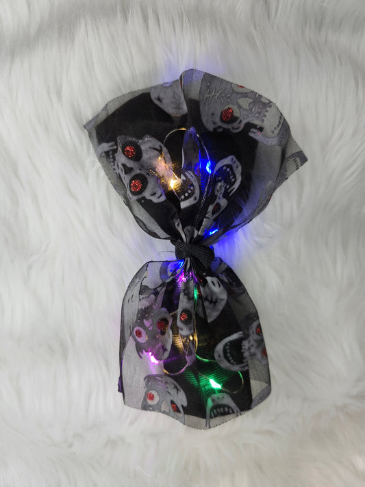 Skull light halloween bow