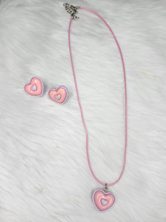 Toddler heart necklace set