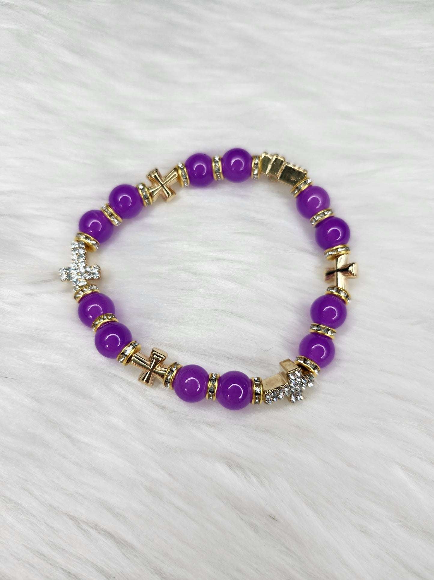 Purple cross bracelet