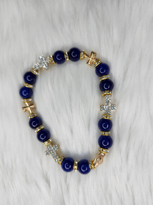 Royle blue cross bracelet