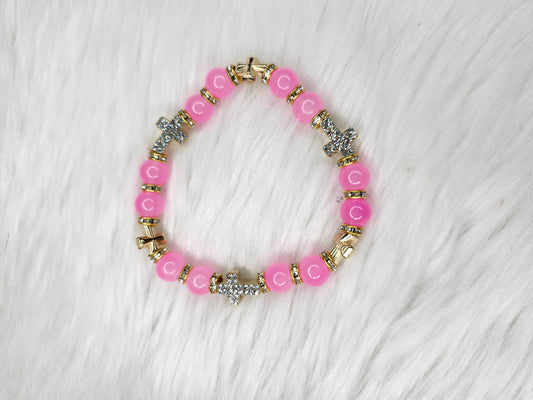 Light pink cross bracelet