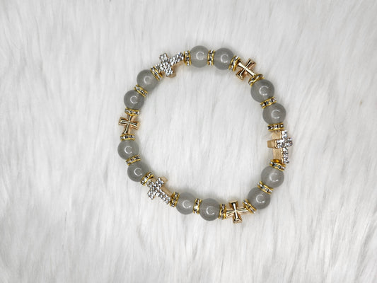 Gray cross bracelet