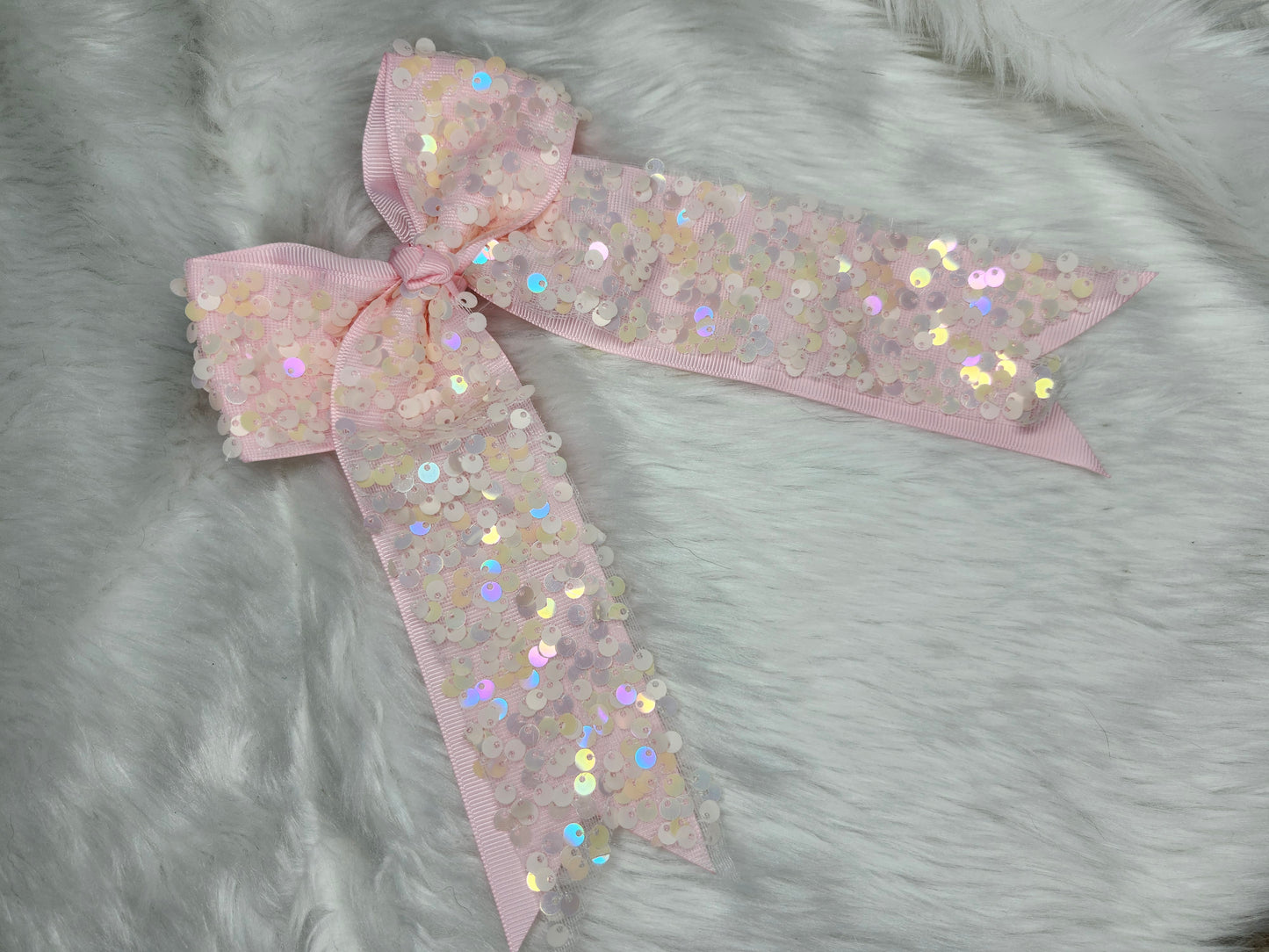 Light pink sequence bow