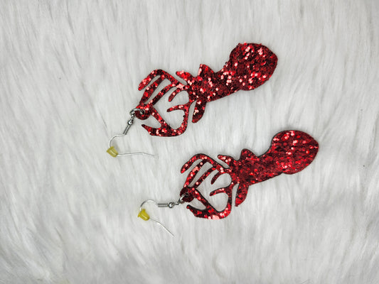 Glitter red deer earrings