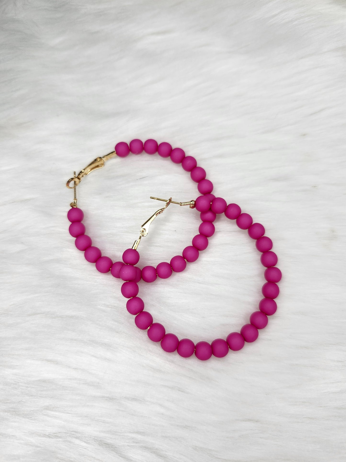 Big dark pink hoop earrings