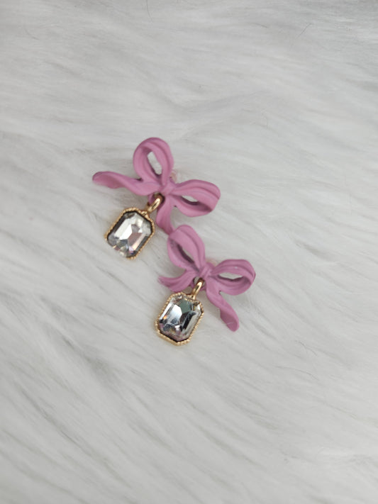 Light purple bow earrings