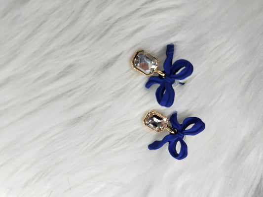 Blue bow earrings