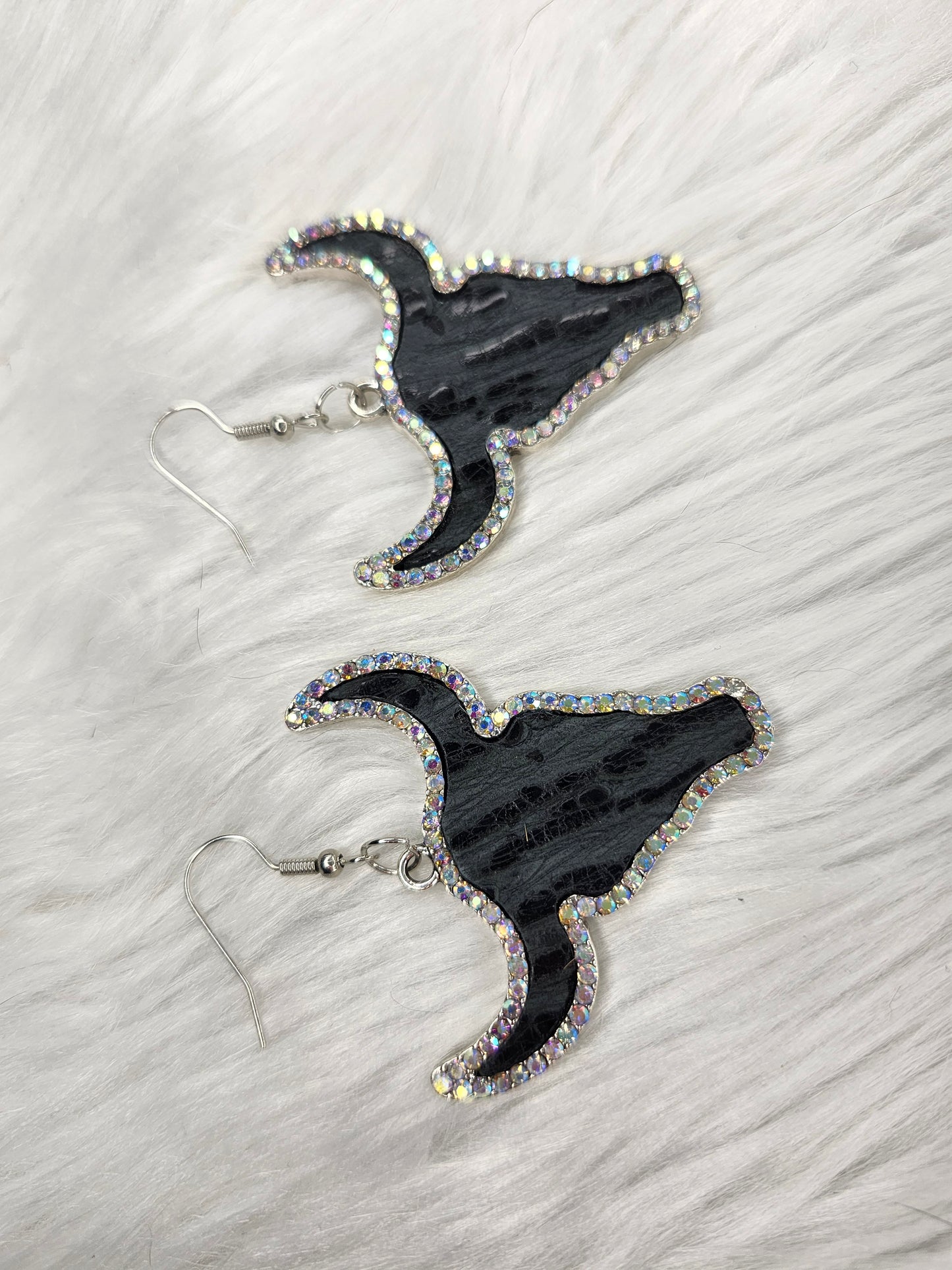 Black steer earrings