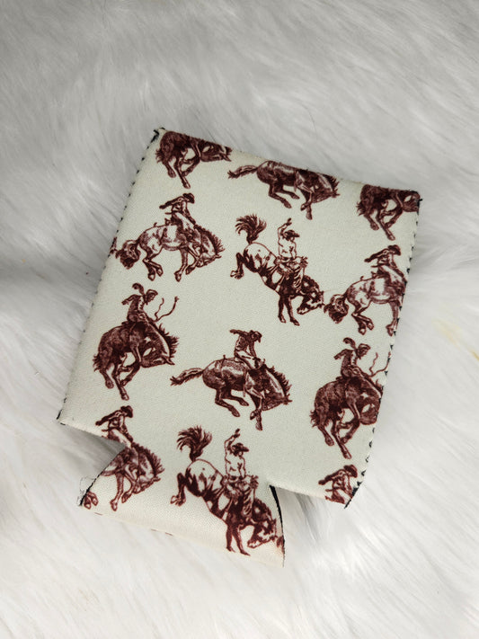 Bucking horse small can koozie