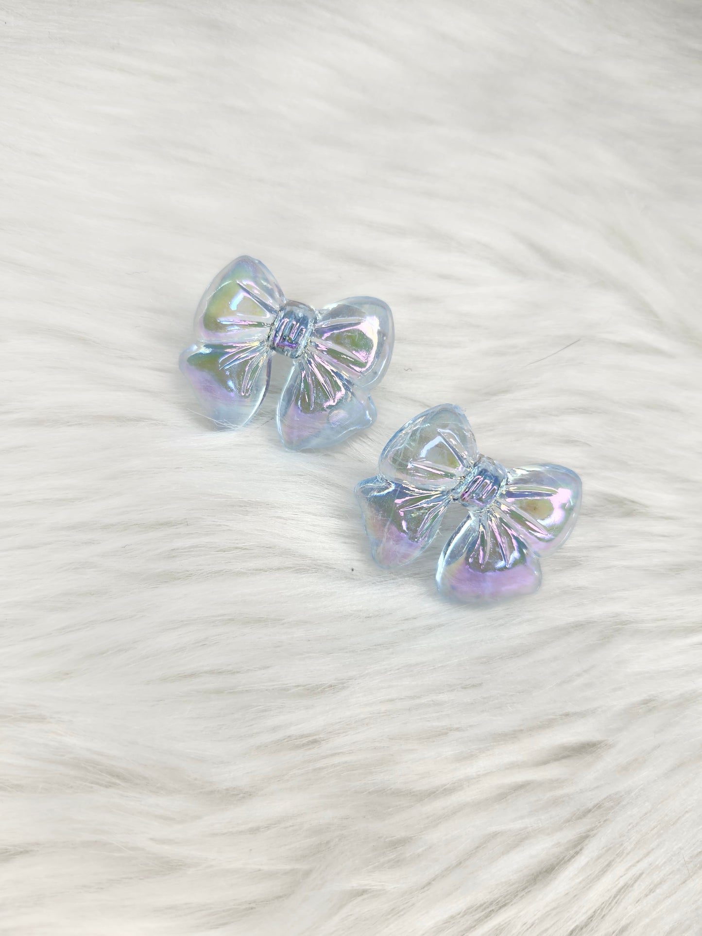 Blue ab bow earrings