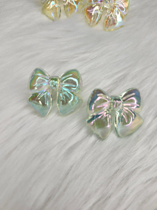 Green ab bow earrings