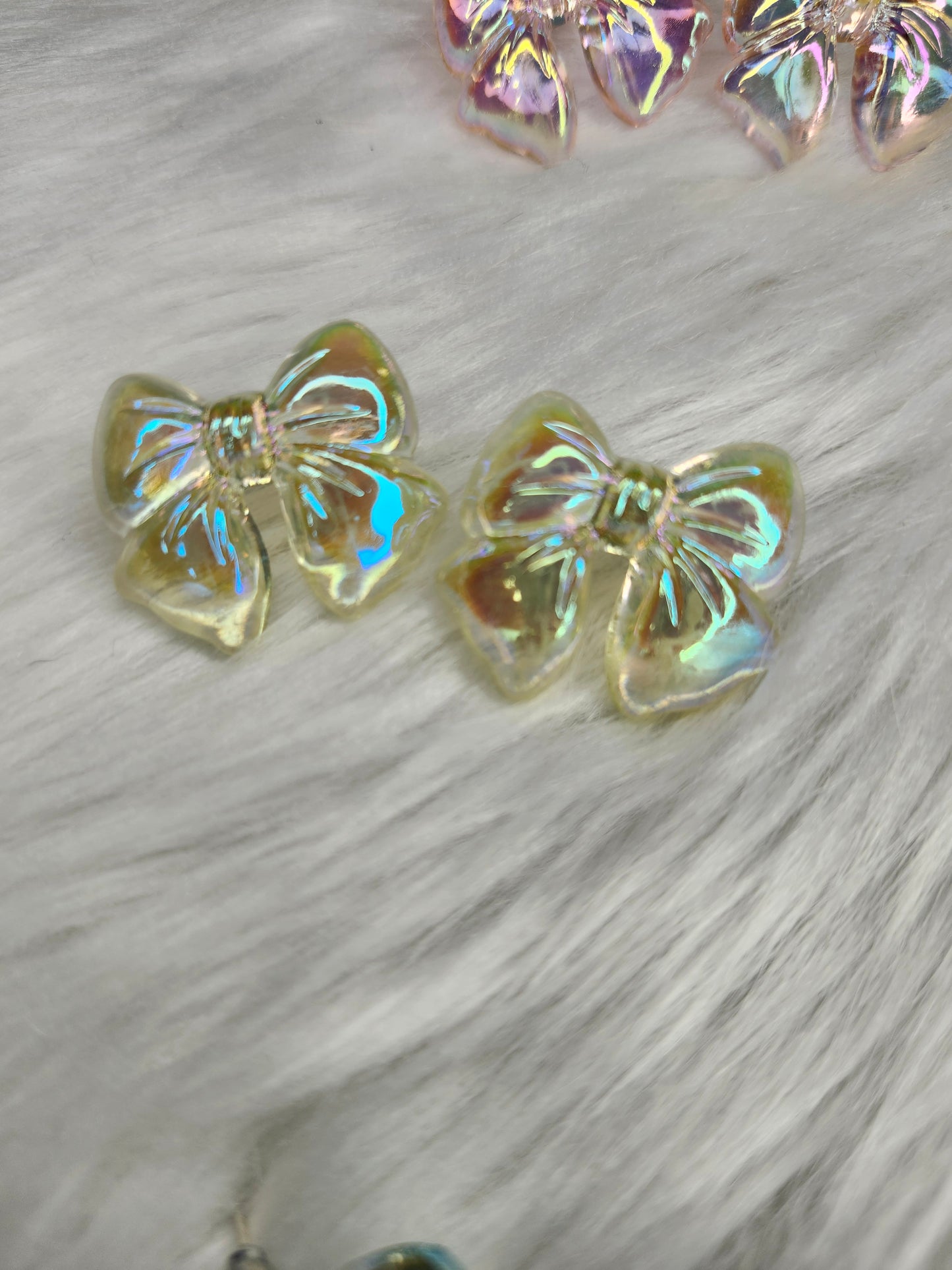 Yellow ab bow earrings