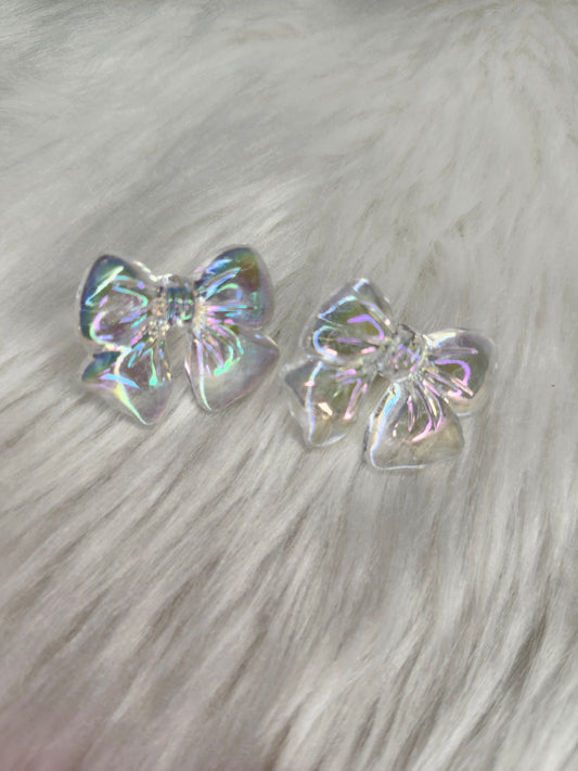 Clear ab bow earrings